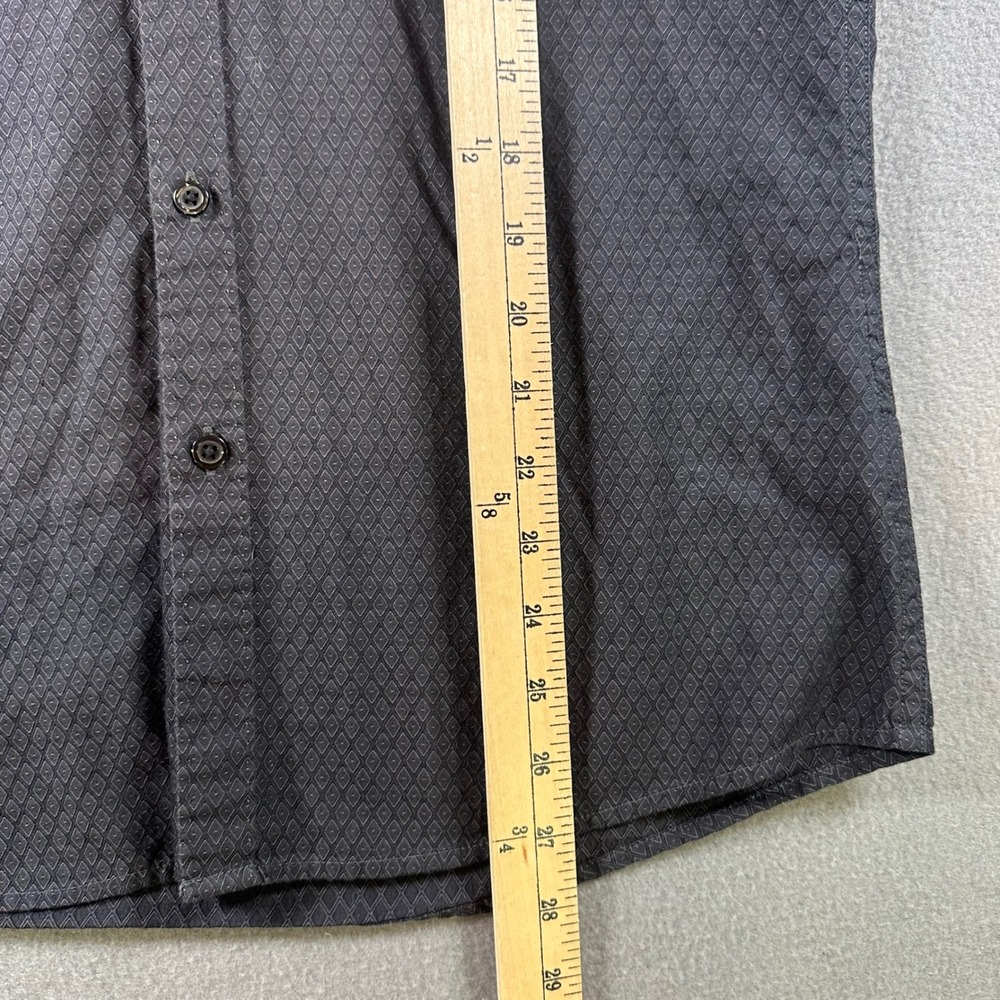 Marc Anthony Mens Slim Fit Button Down Shirt Gray Geometric Diamond Print Small - Picture 4 of 6